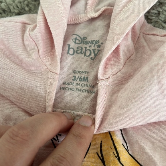 Disney Baby Pink Aurora Hooded Crown Bodysuit Onesie - Picture 3 of 4